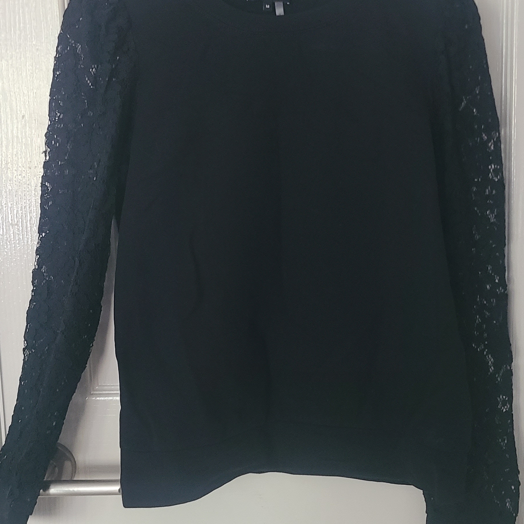State Black Lace Sleeve Sweatshirt